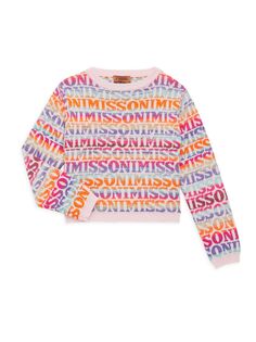 Свитер с круглым вырезом и логотипом для девочек Missoni, розовый