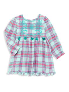Клетчатое платье с вышивкой подсолнухами для маленьких девочек и девочек Peek, разноцветный