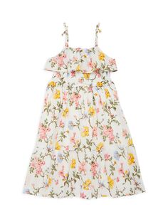 Платье миди с цветочным принтом для маленьких девочек и девочек Janie and Jack, разноцветный