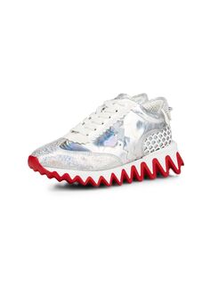 Блестящие кроссовки Little Girl&apos;s &amp; Girl&apos;s Mini Shark Christian Louboutin, серебряный