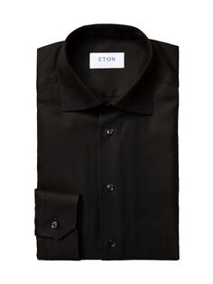 Классическая рубашка современного кроя с диагональным плетением Eton, черный