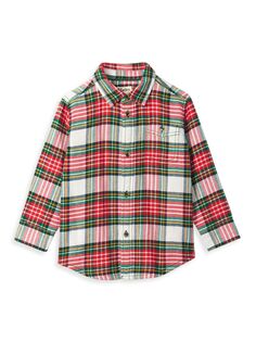 Праздничная клетчатая рубашка на пуговицах для маленьких мальчиков и мальчиков Hatley, разноцветный