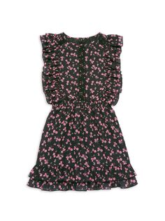 Платье Kori с цветочным принтом для маленьких девочек и девочек everafter, черный