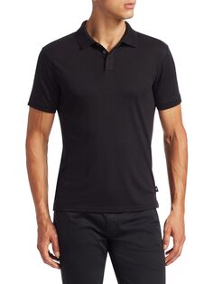 Рубашка поло узкого кроя с текстурированным воротником Emporio Armani, черный