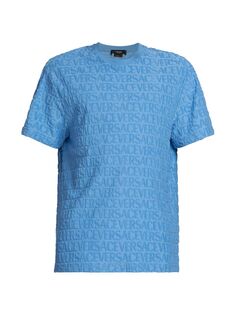 Хлопковая футболка с логотипом Versace, синий
