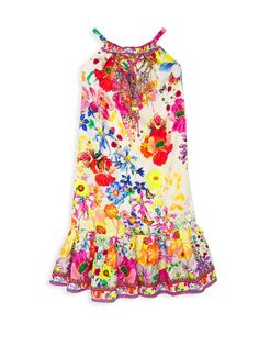 Платье для девочек с оборками и заниженной талией CAMILLA, разноцветный