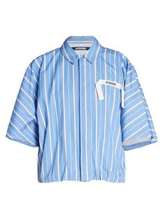 Полосатая рубашка кабри Jacquemus, синий