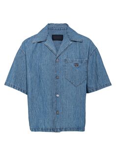 Рубашка из шамбре Prada, синий