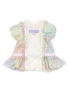 Платье для девочки с оборками и монограммой Fendi, фиолетовый