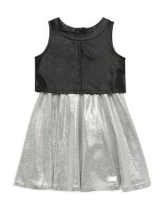 Многослойное блестящее платье для маленьких девочек и девочек MIA New York, черный