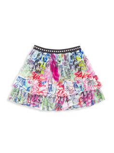 Сетчатая юбка-пачка с принтом граффити для маленьких девочек и девочек CAMILLA, разноцветный