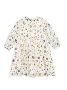 Платье Little Girl&apos;s &amp; Girl&apos;s Bluebell в швейцарский горошек с цветочным принтом Bonpoint, белый