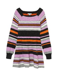 Облегающее платье-свитер в полоску для девочки Habitual Kids, разноцветный
