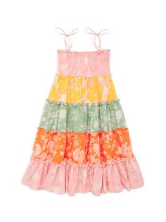 Платье миди Verano Road Malika для маленьких девочек и девочек Agua Bendita, разноцветный
