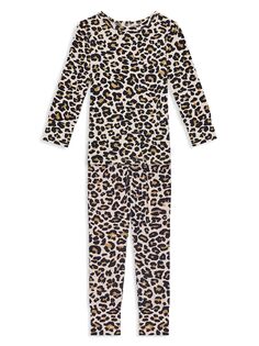 Пижамный комплект Lana с леопардовым принтом для малышей, маленьких девочек и девочек, состоящий из 2 предметов Posh Peanut, бежевый