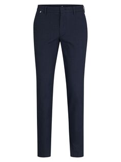 Узкие брюки чинос из двухцветного эластичного хлопка BOSS, синий