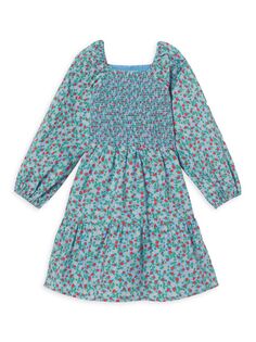 Присборенное платье Hattie Little Girl&apos;s &amp; Girl&apos;s с принтом клубники и крема Liberty Classic Prep, кремовый