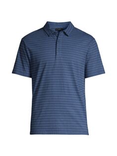 Рубашка поло в полоску с эффектом окрашивания одежды Vince, синий