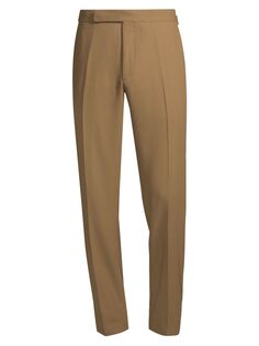 Шерстяные брюки со складками спереди Ralph Lauren Purple Label, коричневый