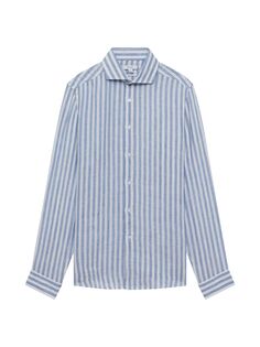 Полосатая льняная рубашка с пуговицами спереди Reiss