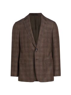 Куртка из смесовой шерсти Glenplaid Giorgio Armani, коричневый