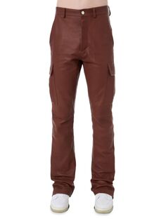 Кожаные брюки-карго Amiri, коричневый