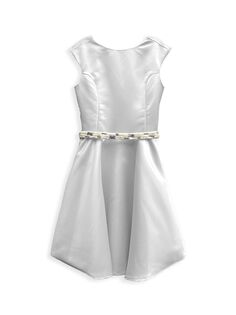 Украшенное атласное платье для девочки Un Deux Trois, серебряный