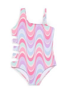 Цельный купальник для девочки Little Girl&apos;s &amp; Girl&apos;s Swirl с вырезом Submarine, розовый