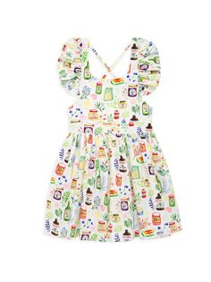 Платье для гурманов с оборками на рукавах для малышей, маленьких девочек и девочек Worthy Threads, белый