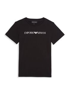 Футболка с логотипом Little Boy&apos;s &amp; Boy&apos;s Emporio Armani, черный