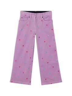 Прямые вельветовые брюки Little Girl&apos;s &amp; Girl&apos;s Heart с вышивкой Stella McCartney Kids, фиолетовый