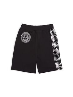 Спортивные шорты Greca для маленьких мальчиков и мальчиков Versace, черный