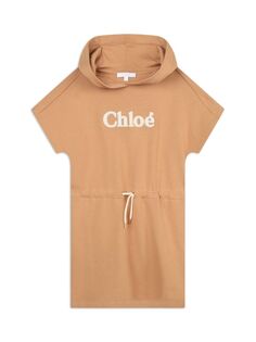 Платье с капюшоном и логотипом для маленьких девочек Chloé Chloe