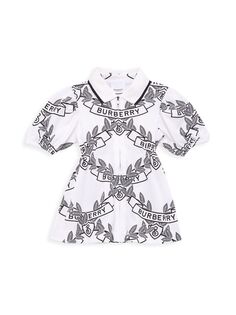 Платье-рубашка-поло с принтом Alesea Crest для маленьких девочек и маленьких девочек Burberry, белый