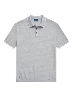 Рубашка поло из хлопка и льна Polo Ralph Lauren, серый