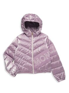 Стеганая куртка Little Girl&apos;s &amp; Girl&apos;s с логотипом Vonnes Moncler, фиолетовый