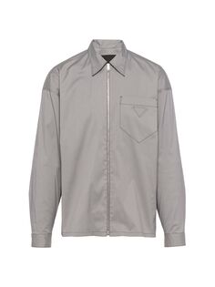Рубашка из эластичного хлопка Prada, серый