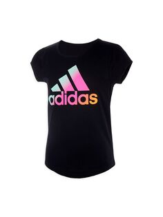 Футболка с логотипом Little Girl&apos;s &amp; Girl&apos;s Gradient adidas, черный