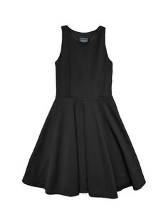 Фактурное платье с круглым вырезом для маленьких девочек и девочек Un Deux Trois, черный