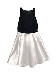 Блестящее и атласное платье с круглым вырезом для девочки Un Deux Trois, черный