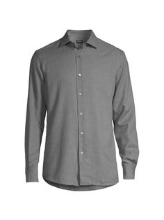 Рубашка Cashco из хлопка и кашемира ZEGNA, серый