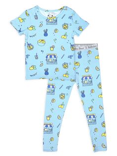Пижамный комплект из футболки и штанов Lemonade для маленьких мальчиков и маленьких мальчиков Bellabu Bear, зеленый