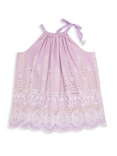 Платье Raie с вышивкой на бретелях для маленьких девочек и девочек Zimmermann Kids, сиреневый