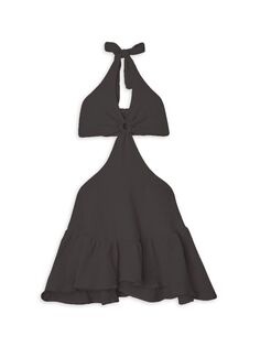 Хлопковое платье Ariel с вырезами на бретельках для маленьких девочек и девочек Little Peixoto, черный