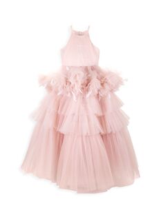Многоуровневое плиссированное платье для маленьких девочек и девочек с рюшами и отделкой Mac Duggal, роза
