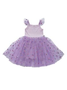 Платье-пачка с принтом арбузов для маленьких девочек, маленьких девочек и девочек Petite Hailey, фиолетовый