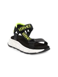 Кожаные сандалии Trigreca для маленьких мальчиков и мальчиков Versace, черный