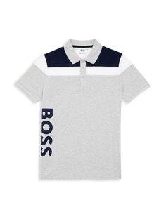Рубашка поло с логотипом Little Boy&apos;s &amp; Boy&apos;s BOSS, серый