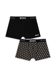 Трусы-боксеры из двух частей для маленьких мальчиков и мальчиков BOSS, черный