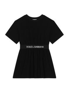Платье-футболка с логотипом для маленьких девочек и девочек DOLCE&amp;GABBANA, черный